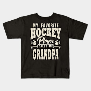 Grandpa My Favorite Hockey Player Calls Me Kids T-Shirt